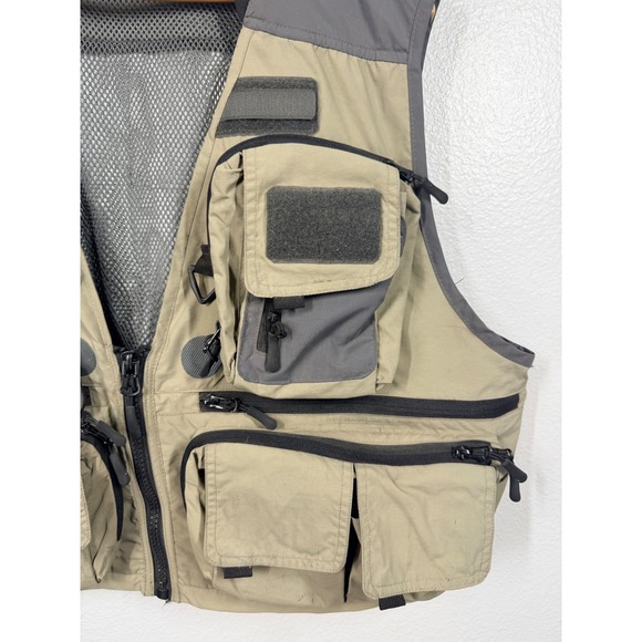 SPORTS AFIELD Fishing Vest Multi Pocket Tan Grey XXL Mens Utility Outdoor - Picture 4 of 11